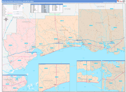 Gulfport-Biloxi-Pascagoula Color Cast<br>Wall Map
